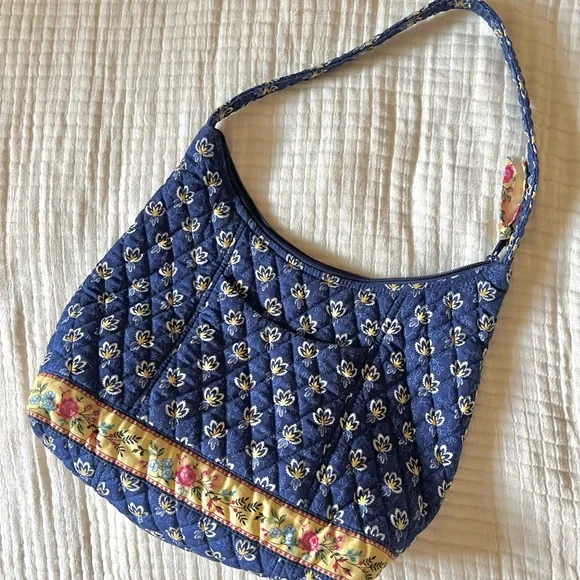 Vintage Vera Bradley Floral Blue Quilted Women's Bag - Picture 2 of 3